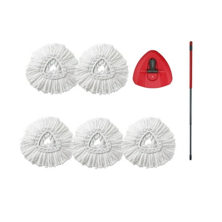 Home Times 7Packs Spin Mop Refill Kit Replacement 5 Head Refills+1 Base+1 Handle for O-Cedar EasyWring Spin Mop Microfiber Easy Cleaning