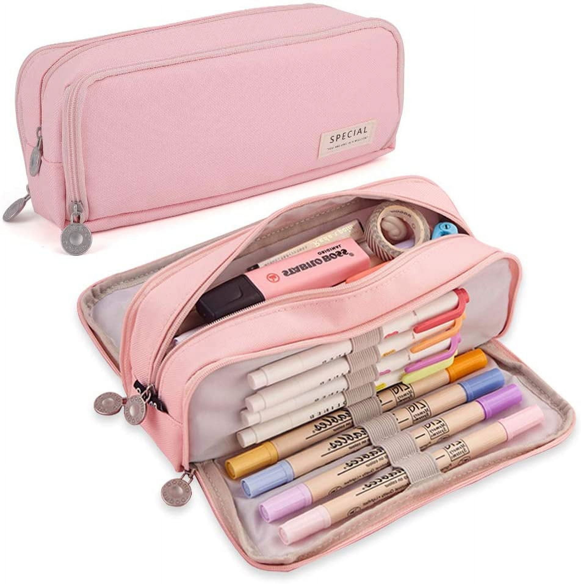  Teackbd Pink Pencil Case Pouch Bag,Large Capacity Pencil Case  with Handle,Pencil Case Aesthetic,Pencil Boxs for Kids Girls Boys Adults  Suitable for Office, School and Family Use : Office Products