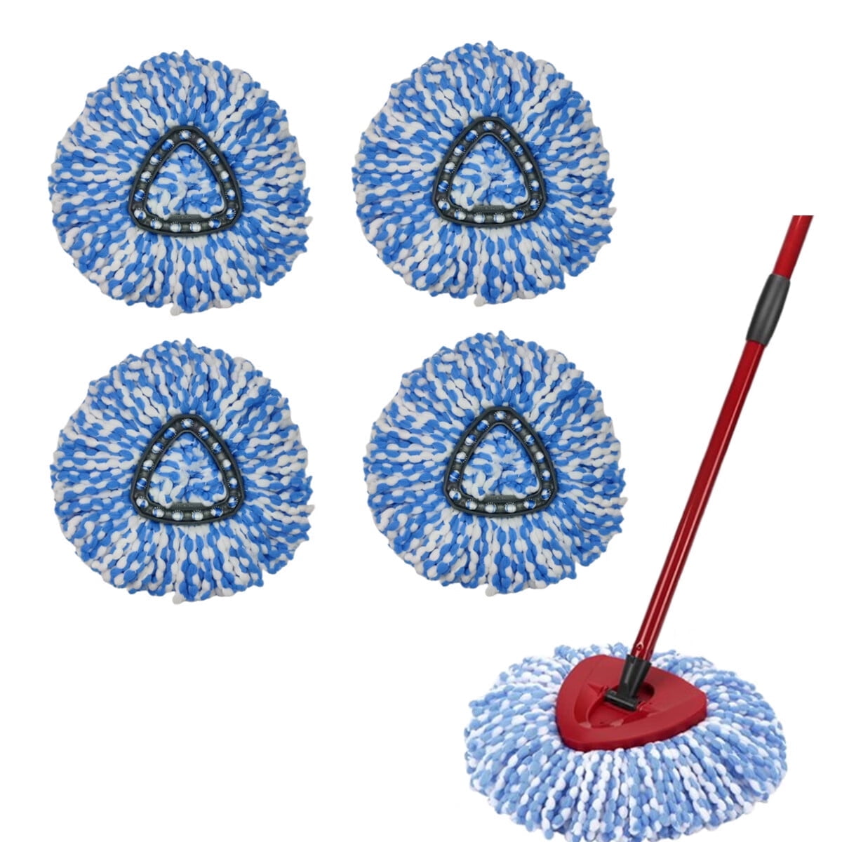 4 Packs Replacement Mop Head For O-Cedar Spin Mop Refill, EasyWring Rinseclean 2-Tank System Microfiber Rotating Mop Refills