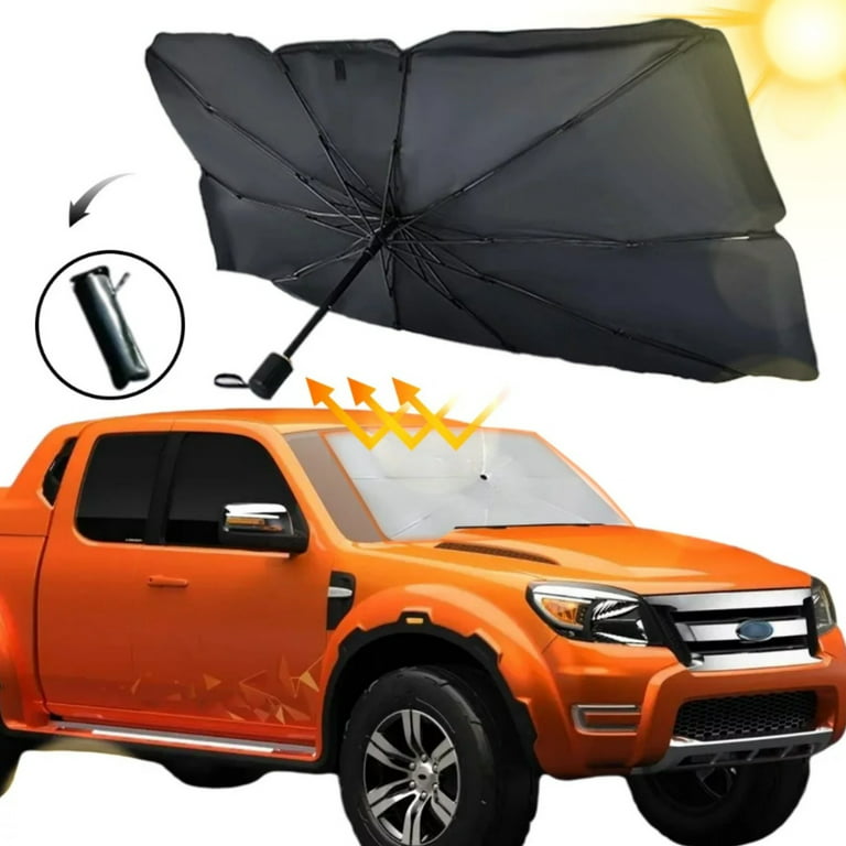 Home Times Windshield Sun Shade,Summer Foldable Umbrella Car Sun Shade Cover  for Car Front Window (Heat Insulation Protection),Trucks/Cars/Auto  Windshield Covers (57*31'',Large,Silver) 
