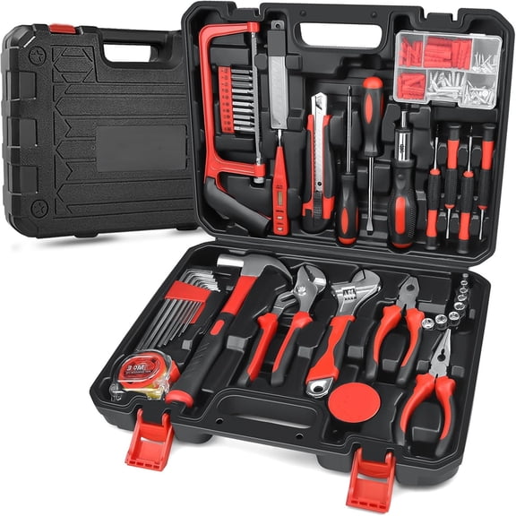 Home Tool Kit 148-Pcs - Household Basic portable Hand Repair Tool Set with Case & Ratcheting Screwdriver & Hex Key & Pliers & Wrench & Voltage Tester & Water Pump Plier for Men Women
