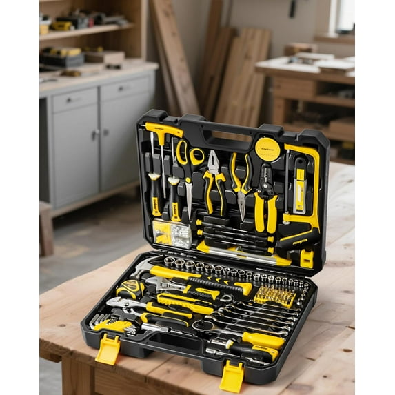 Home Tool Kit, 220 Piece Hand Tool Kit with Toolbox Storage Case, Basic Household Auto Repair Tool Set for Home Repairs Men Women , Auto Maintenance, Use, Household Repair Tools