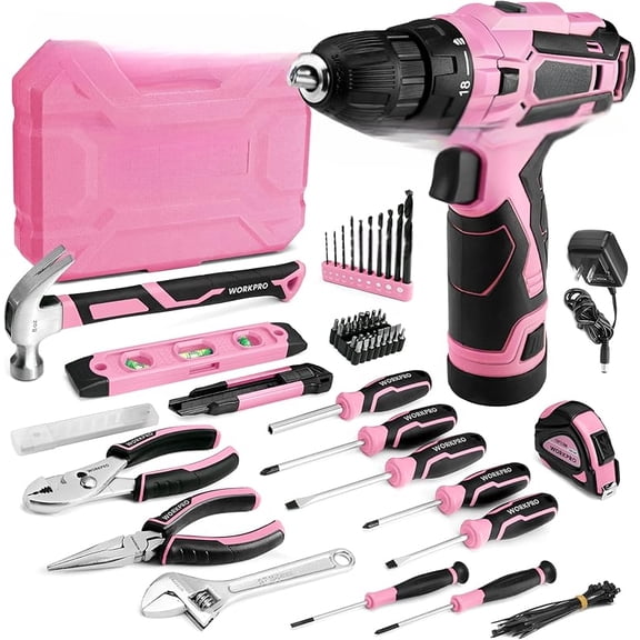 Home Tool Kit with Power Drill, 108PCS Power Home Tool Set with 12V 1.5 Ah Battery Powered Screwdriver and Tool Box, Electric Cordless Drill Set with Keyless Chuck and Variable Speed Trigger