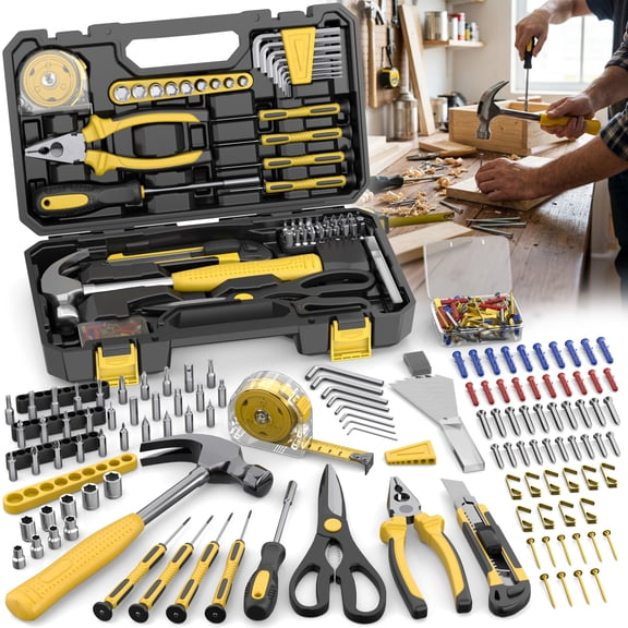 Home Tool Kit with 122 Piece Hand Tool Set, Household Repair Tools for Home and Auto