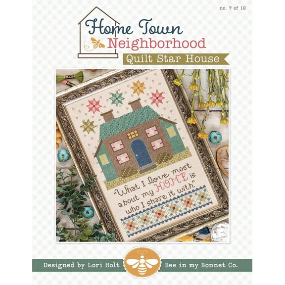 Home Town Neighborhood - Quilt Star House Cross Stitch Pattern