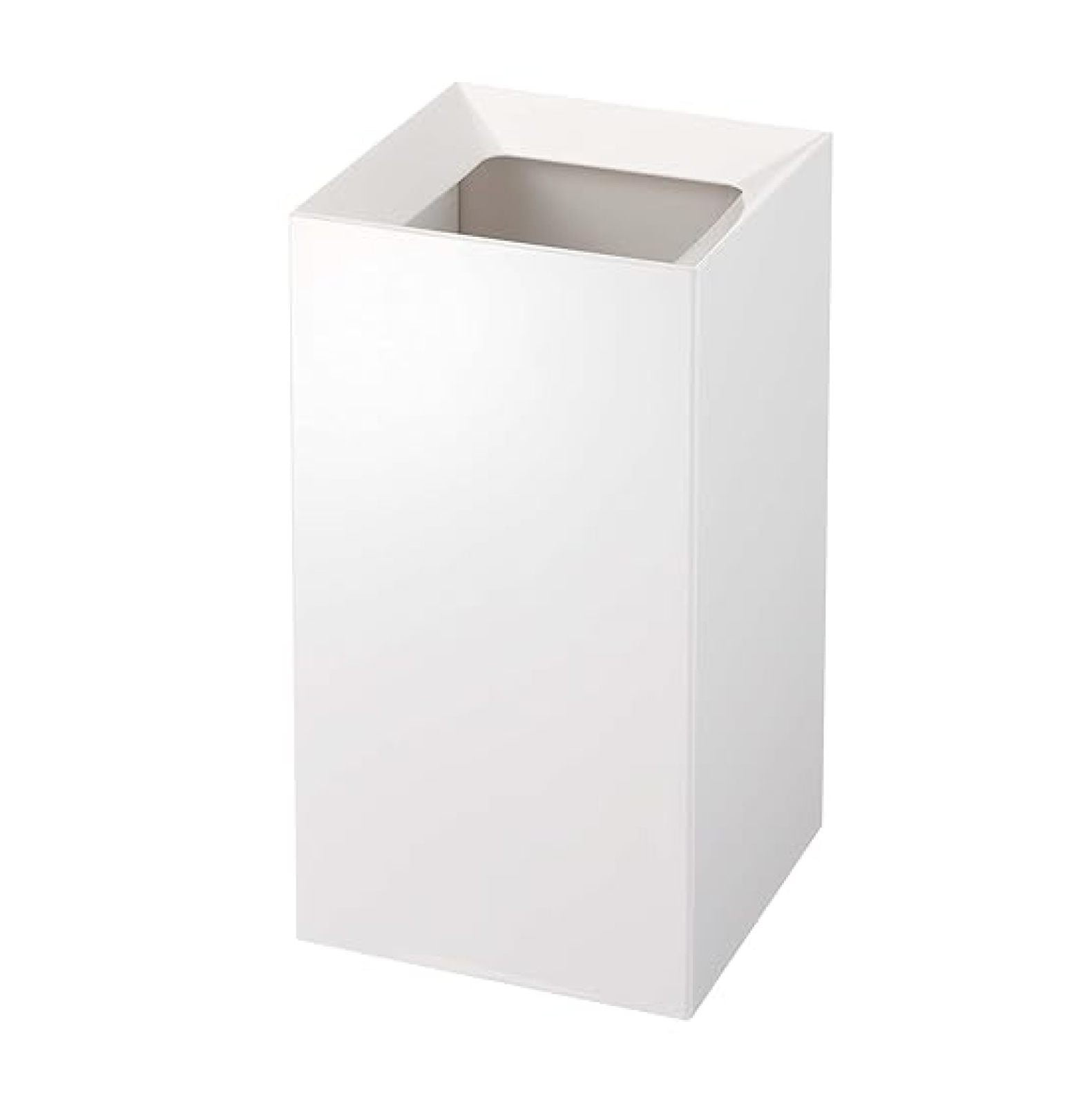 Yamazaki Home Open Top Trash Can – Modern Square Waste Bin With Handle, 2.4 Gallon, White (No Assembly Required)