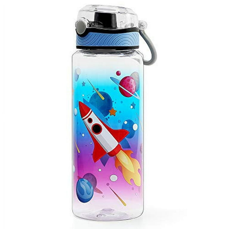 Home Tune 16oz Kids Water Drinking Bottle - Tritan BPA Free, Flip Straw Lid, Wide Mouth, Carry Loop, Lightweight, Leak-Proof Water Bottle Cute Design