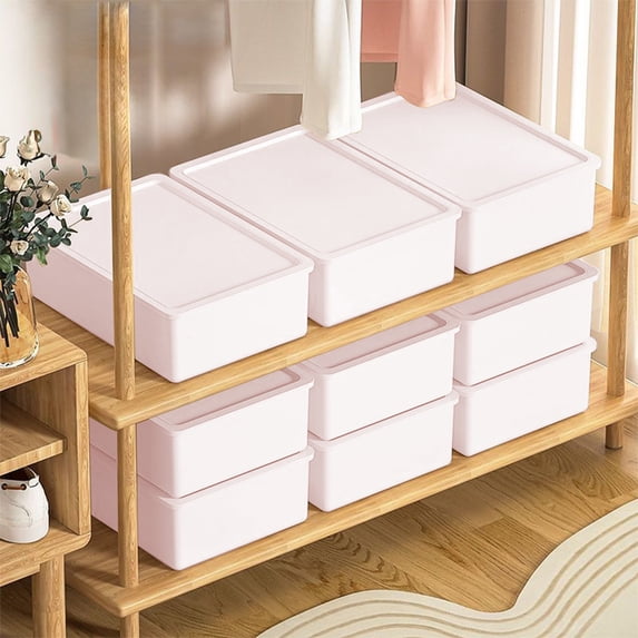 Home Underwear Storage Box Organizer with Lid, Drawer Divider Compartment for Bras, Panties, & Socks, Closet Clothing Organizer with Transparent Lid & Multiple Sections, 11x8.3x3in