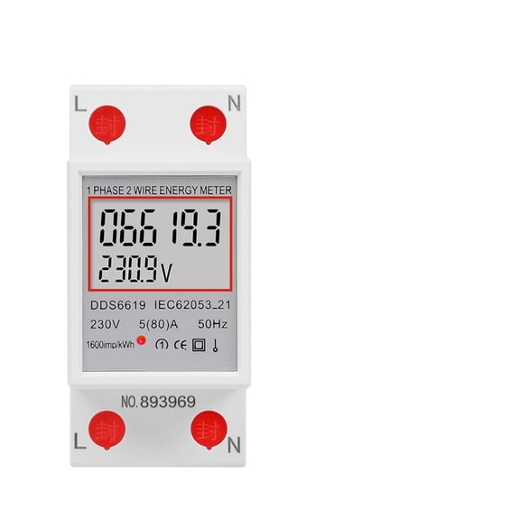 Home Usage 80A Load 1 Phase 2 Wires LCD Digital Display Wattmeter Power Consumption Energy KWh Electricity Meter AC 50Hz ,Easy to Install