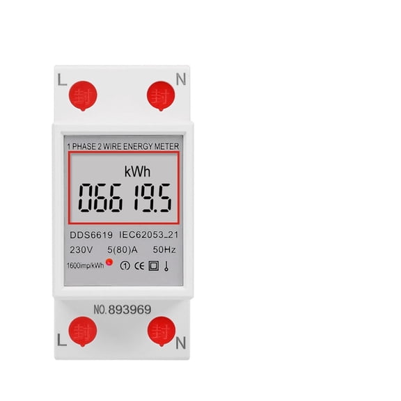 Home Usage 80A Load 1 Phase 2 Wires LCD Digital Display Wattmeter Power Consumption Energy KWh Electricity Meter AC 50Hz ,Easy to Install