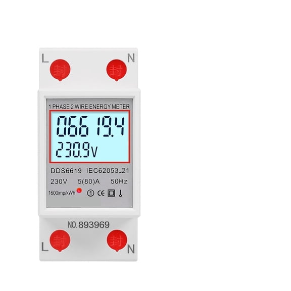 Home Usage 80A Load 1 Phase 2 Wires LCD Digital Display Wattmeter Power Consumption Energy KWh Electricity Meter AC 50Hz ,User-Friendly