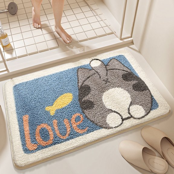 Home Use Cartoon Rug - Flocked Absorbent Non-Slip Bathroom Door Mat