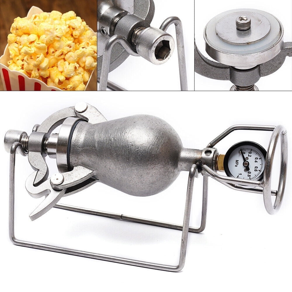 Mini Vintage Popcorn Maker Machine, Home Use Chinese Hand Cannon Food Amplifier, Stainless Steel