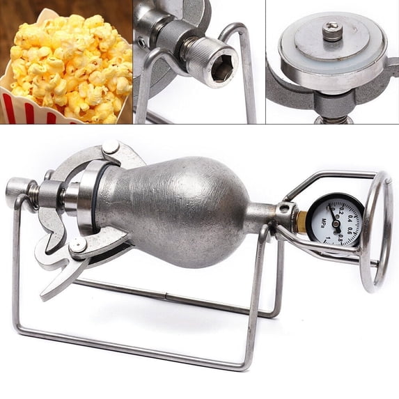 Mini Vintage Popcorn Maker Machine, Home Use Chinese Hand Cannon Food Amplifier, Stainless Steel