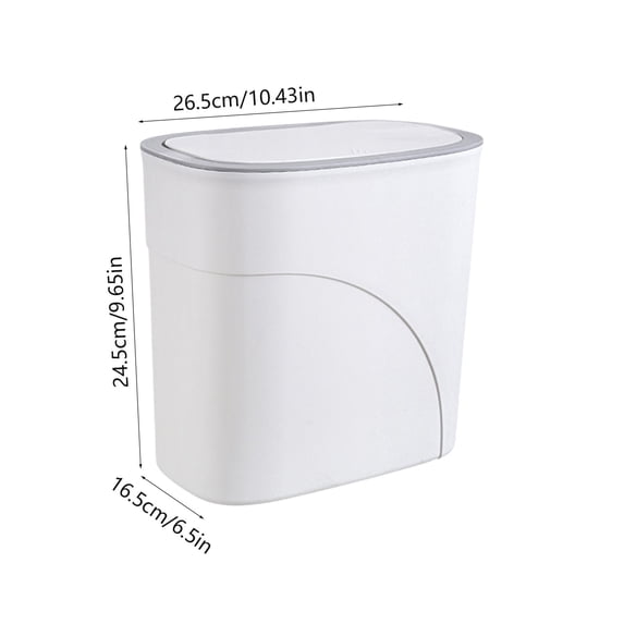 Home Use Flip Top Trash Can, Space-Saving Slim Garbage Bin for Kitchen, Bathroom, Office & Narrow Spaces with Convenient Clamp Style Lid