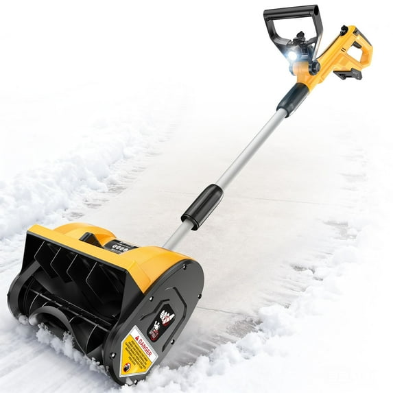 Home-Use Lightweight Cordless Snow Blower w/Light for Dewalt 20V, 12in Clean Width, 6in Depth, Dual Detachable Rods, Brushed 887 Motor, Father's Day Gift, Ideal for Sidewalks/Steps (Tool Only, No Bat