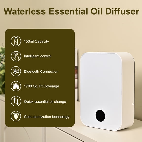 Home Use Waterless Diffuser - 150ml Large Capacity Essential Oil Diffuser with Smart Control for Natural Aromatherapy at Home/Office/Hotel
