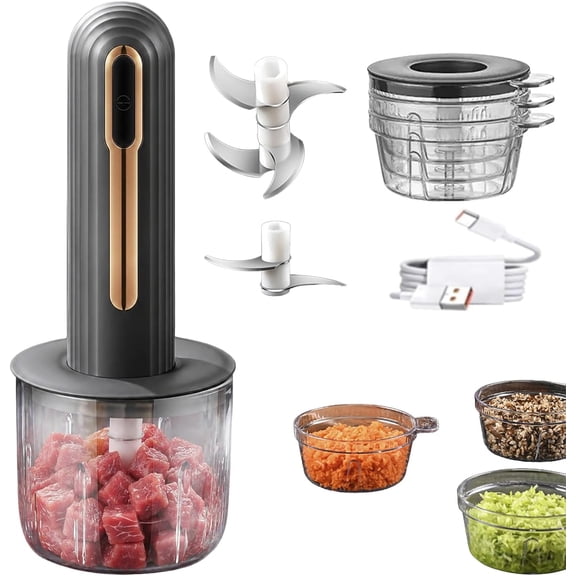 Home Use Wireless Electric Meat Grinder, Cordless Multifunctional Mini Electric Food Processor (Black)