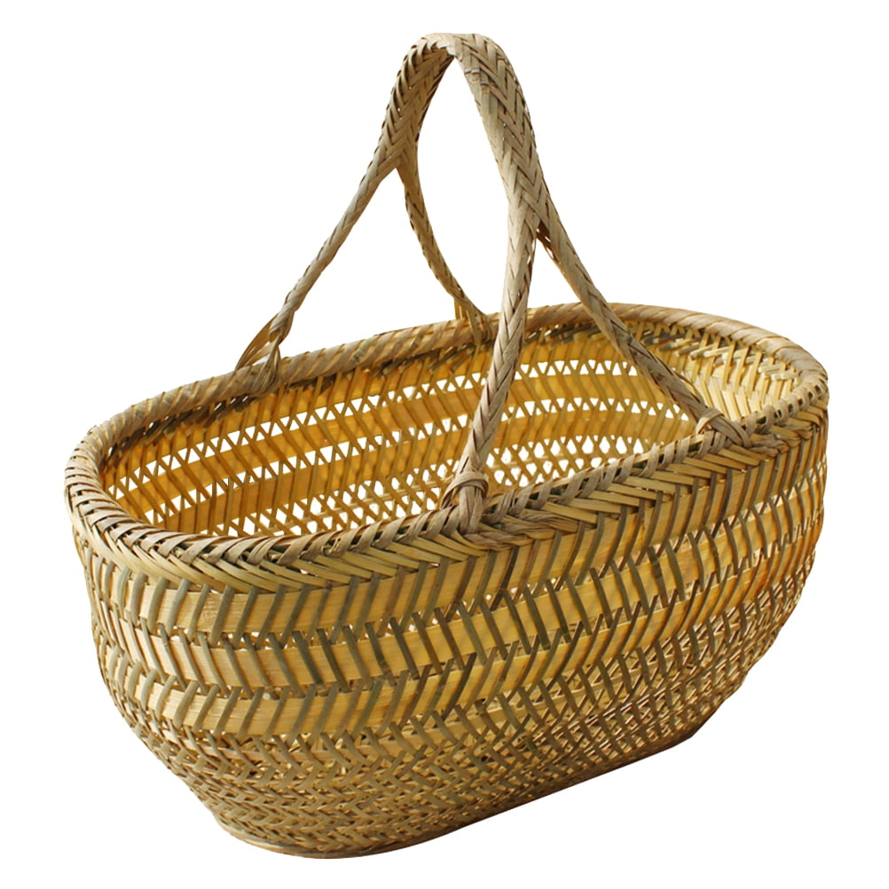 Home Vegetables Basket Bamboo Egg Basket Weaving Shopping Basket