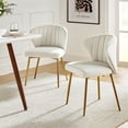 thumbnail image 1 of Tina's Home Home Velvet Dining Chairs Set of 2 Upholstered Wingback Accent Side Chairs Metal Legs Living Room Kitchen Ivory, 1 of 11