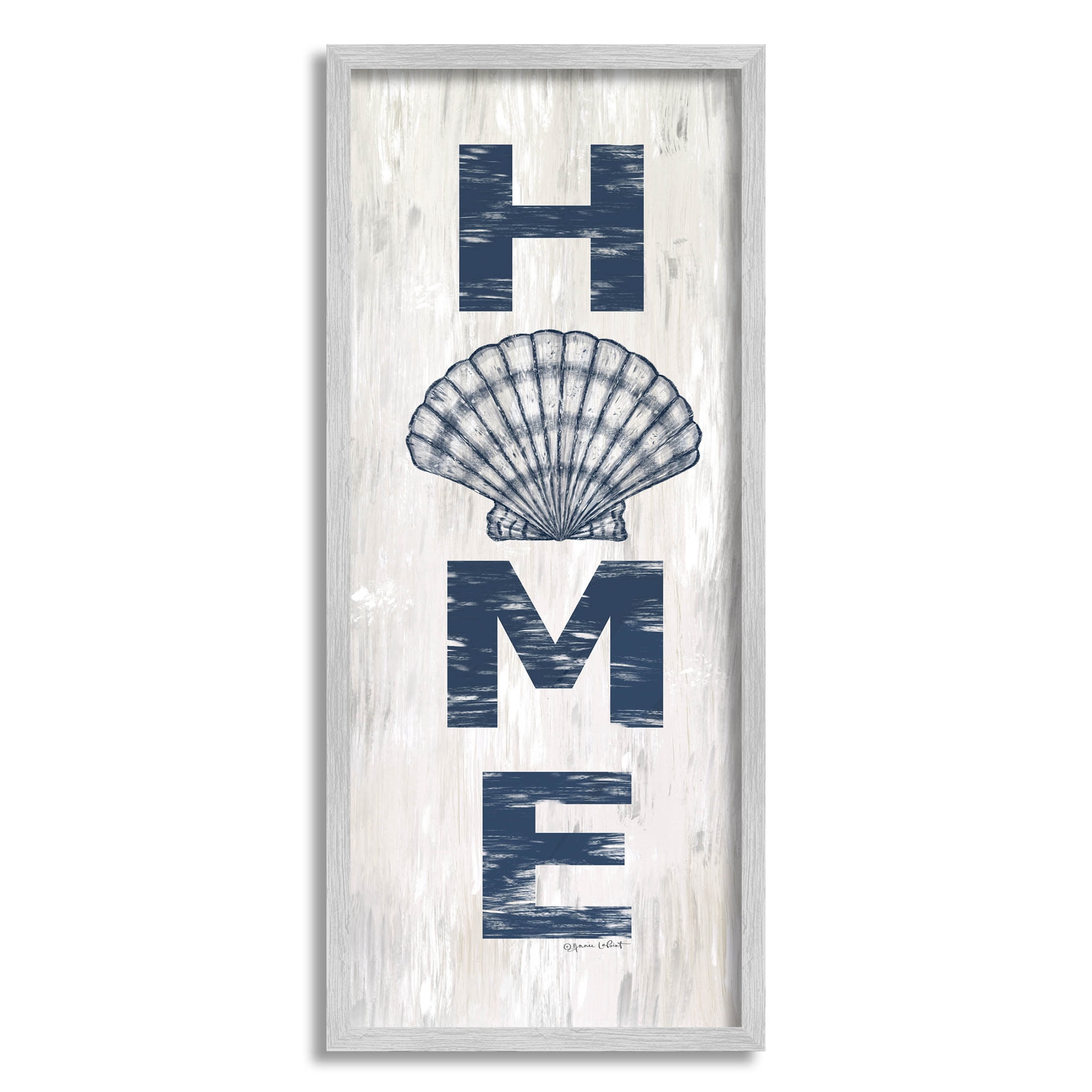 Home Vertical Clam Sign Coastal Graphic Art Gray Framed Art Print Wall Art