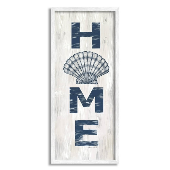 Home Vertical Clam Sign Coastal Graphic Art White Framed Art Print Wall Art