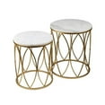 thumbnail image 1 of Home View Design 20029 22.25 & 20.25 in. Ivory Marble Stone Round on Golden Line Art Stand Table, Set of 2, 1 of 1