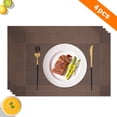 thumbnail image 1 of Home Vinyl Woven Placemats for Dining Table, 4 Pcs Rectangle PVC Placemats, 12"×18" Non-Slip Insulation Placemat Washable Table Mats for Dining Kitchen Restaurant Table –Coffee, 1 of 7