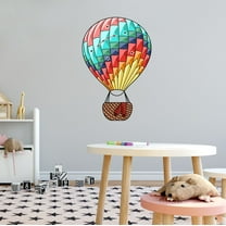 Home Wall Decal - 0 - Cute Hot Air Balloon Design Multi Coloured Cute Hot Air Balloon in Sky - Proudly Hand Made Decal - Size: 7 In(W) x 10 In(H)