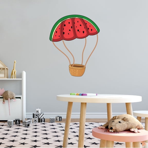 Home Wall Decal - 0 - Cute Hot Air Balloon Design Cute Watermelon Slice Hot Air Balloon with Basket - Proudly Hand Made Decal - Size: 8 In(W) x 10 In(H)