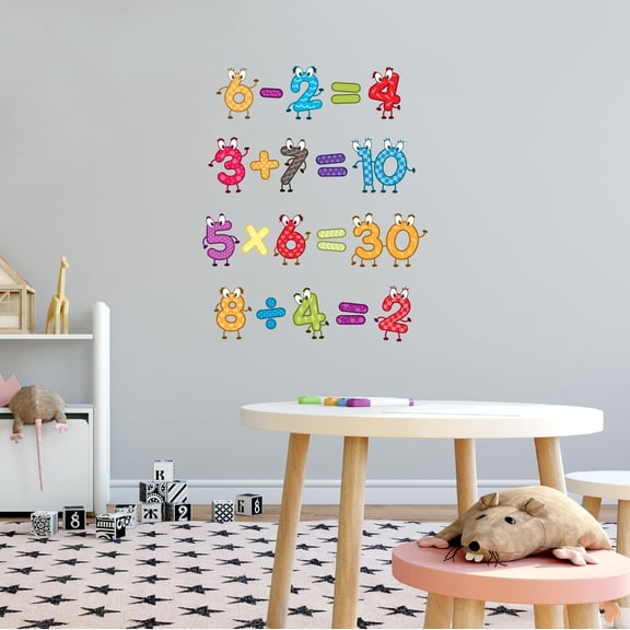 Home Wall Decal - 6-2=4 - Lively Learning Design Lively Cute Dancing Mathematics Sums - Proudly Hand Made Decal - Size: 8 In(W) x 10 In(H)