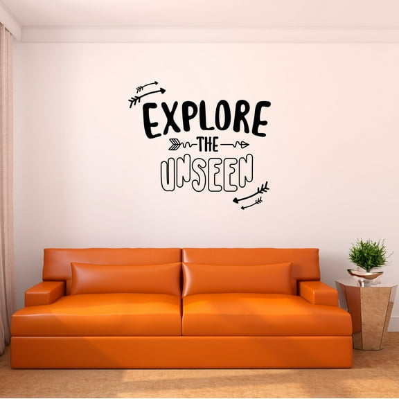 Home Wall Decal - Explore the Unseen - Joyful Adventure Design Inspirational Nature Quote Typography - Proudly Hand Made Decal - Size: 30 In(W) x 27 In(H)