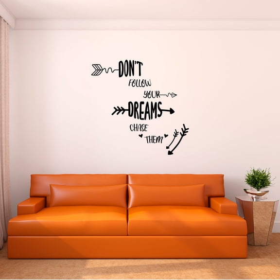 Home Wall Decal - Don't Follow Dreams Chase Them - Joyful Adventure Design Chase Your Dreams Typography with Arrow Design - Proudly Hand Made Decal - Size: 10 In(W) x 10 In(H)