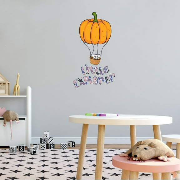 Home Wall Decal - Little Explorer - Cute Hot Air Balloon Design Cute Little Explorer Baby Elephant in Air Balloon - Proudly Hand Made Decal - Size: 6 In(W) x 10 In(H)