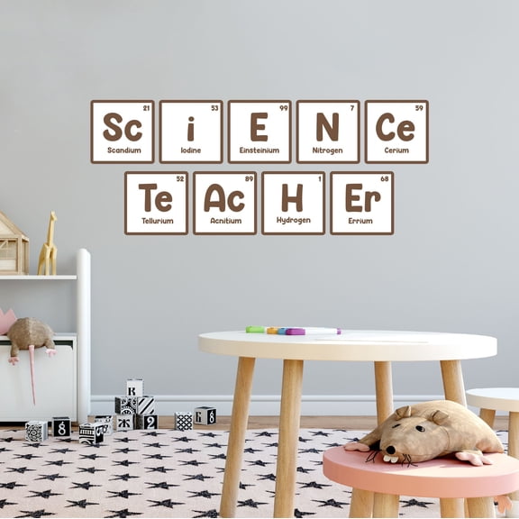 Home Wall Decal - Science Teacher - Cute Learning Design Cute Science Teacher Periodic Table Elements - Proudly Hand Made Decal - Size: 20 In(W) x 8 In(H)
