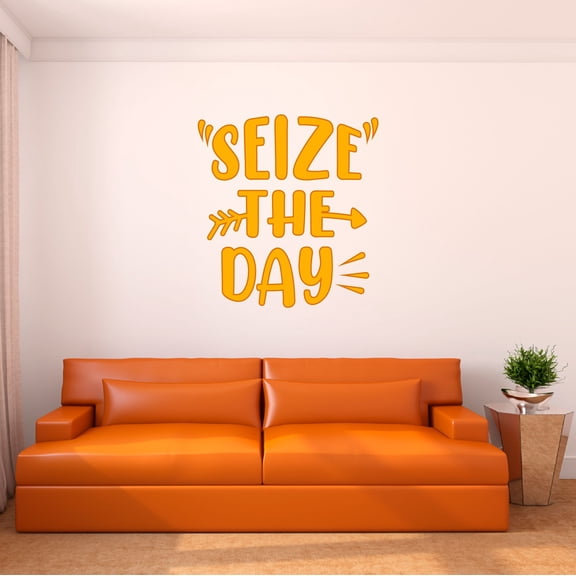 Home Wall Decal - Seize the Day - Beautiful Quote Design Seize the Day Quote Typography with Arrow Designs - Proudly Hand Made Decal - Size: 9 In(W) x 10 In(H)