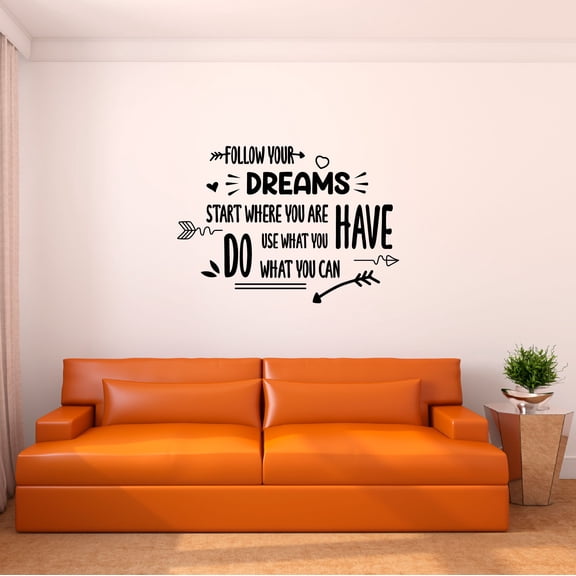 Home Wall Decal - Start from where You are - Joyful Adventure Design Exhilarating Dream Quote with Arrow Designs - Proudly Hand Made Decal - Size: 30 In(W) x 21 In(H)