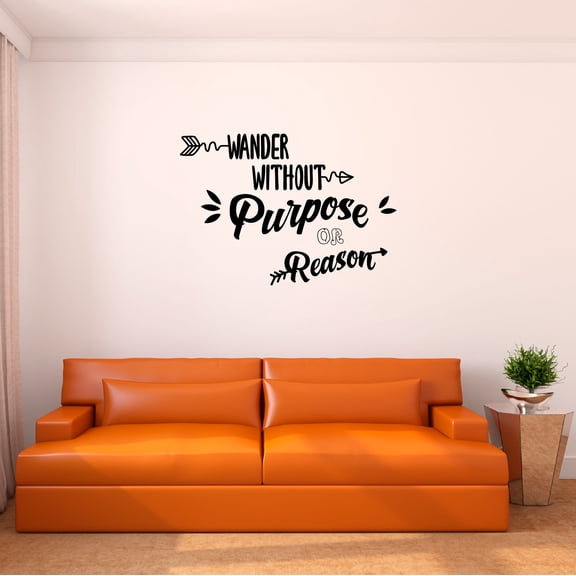 Home Wall Decal - Wander without Reason - Joyful Adventure Design Inspirational Wandering Quote with Arrow Designs - Proudly Hand Made Decal - Size: 10 In(W) x 7 In(H)