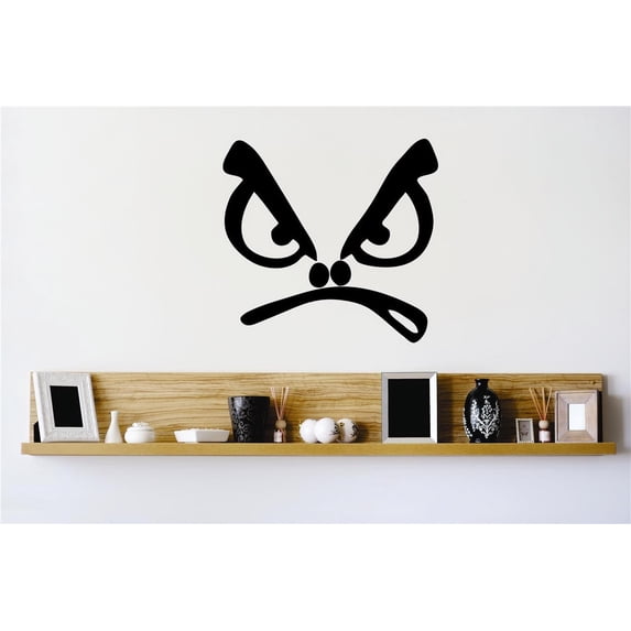 Home Wall Decals Angry Face Eyes Mouth Bedroom Stickers DIY Removable Originality Stickers - Size: 15 In x 15 In