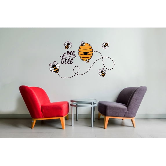 Home Wall Decals Bee Free Honey Bees Hive Bedroom Stickers DIY Removable Originality Stickers - Size: 20 In x 26 In