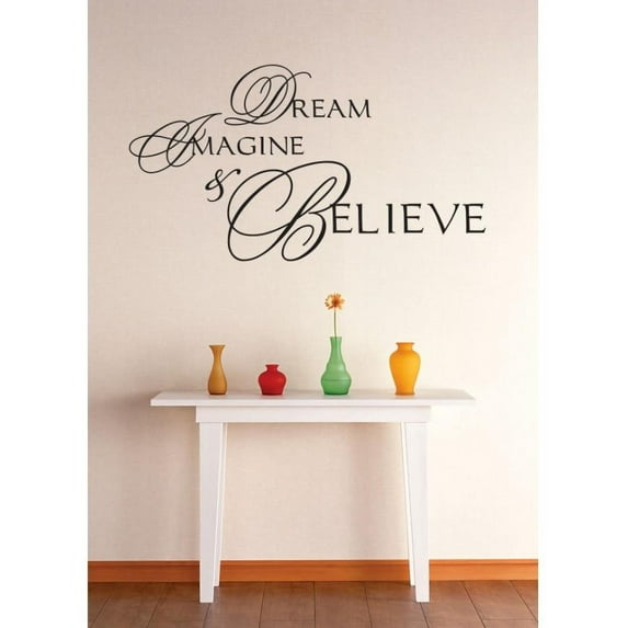 Home Wall Decals Dream Imagine Believe Motivational Bedroom Stickers DIY Removable Originality Stickers - Size: 10 In x 20 In