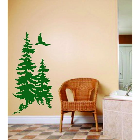 Home Wall Decals Duck Green Trees Bed Bedroom Stickers DIY Removable Originality Stickers - Size: 22 In x 43 In