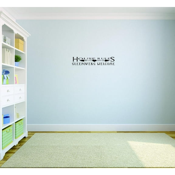 Home Wall Decals Rules Sleepovers Welcome Mom Dad Bedroom Stickers DIY Removable Originality Stickers - Size: 11 In x 27 In