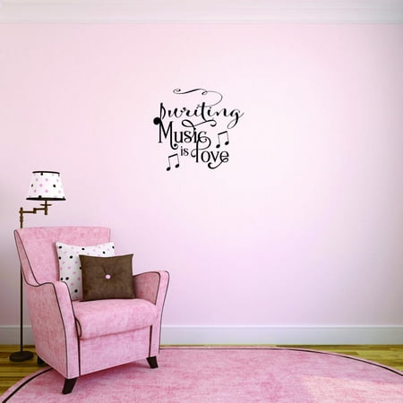 Home Wall Decals Writing Music Is Love Bedroom Stickers DIY Removable Originality Stickers - Size: 16 In x 24 In