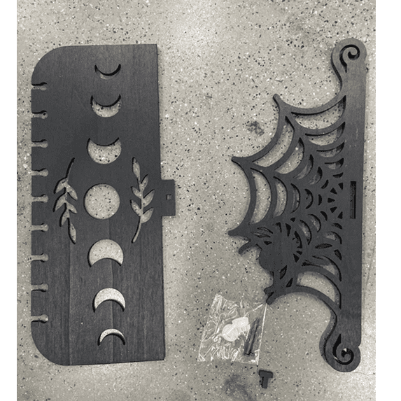 Home Wall Decor,Gothic Spider Web Floating Wall Shelf, Black Hollow Cutout Wall Mount Display Rack, Halloween Decor Hanging Shelf with 3 Styles