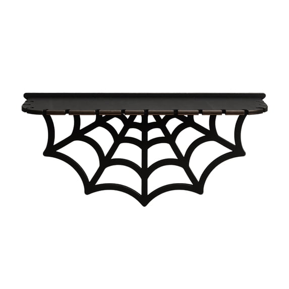Home Wall Decor,Gothic Spider Web Floating Wall Shelf, Black Hollow Cutout Wall Mount Display Rack, Halloween Decor Hanging Shelf with 3 Styles