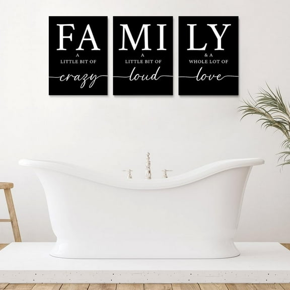 Home Wall Decor for Living Room Dining Room Family Wall Decor Dining Room Decor for Wall Love Living Room Wall Decor Home Decor Family Decor Family Entryway Wall Art Black Set of 3 12"X16"