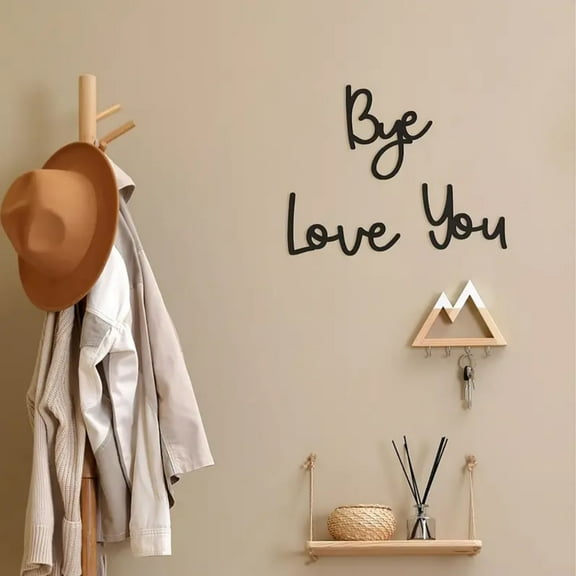Home Wall Decor Love You Bye Wood Signs Modern Unique Wooden Entryway Hallway Wall Art Decorations - Express Love and Warm for Your Family