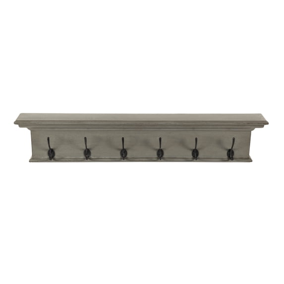 Home Wall Decorative Antique Brass Hardware 6 Hook Coat Rack - Gray