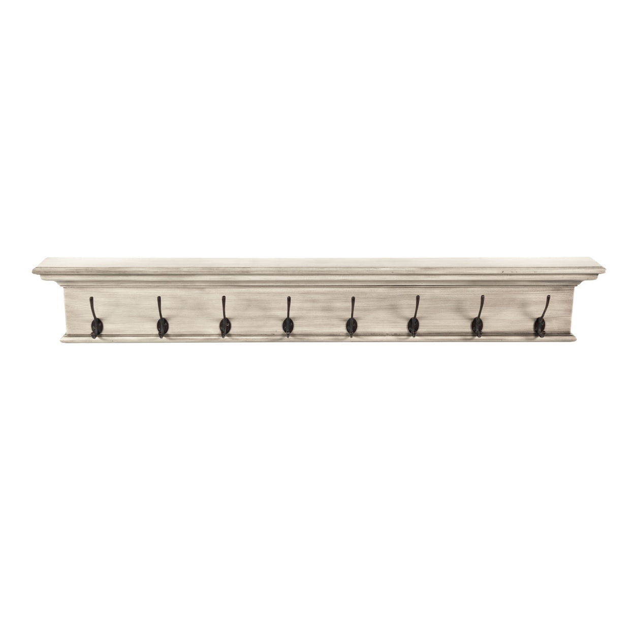 Home Wall Decorative Antique Brass Hardware 8 Hook Coat Rack, White